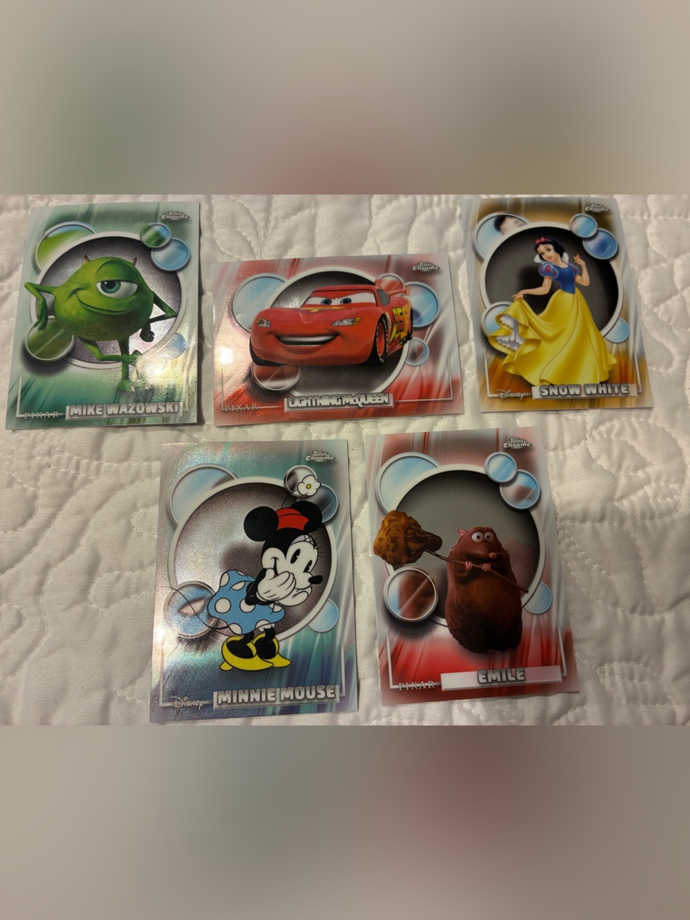Collectible Pixar/Disney Character Trading Cards - Blue Holographic Backs Set of